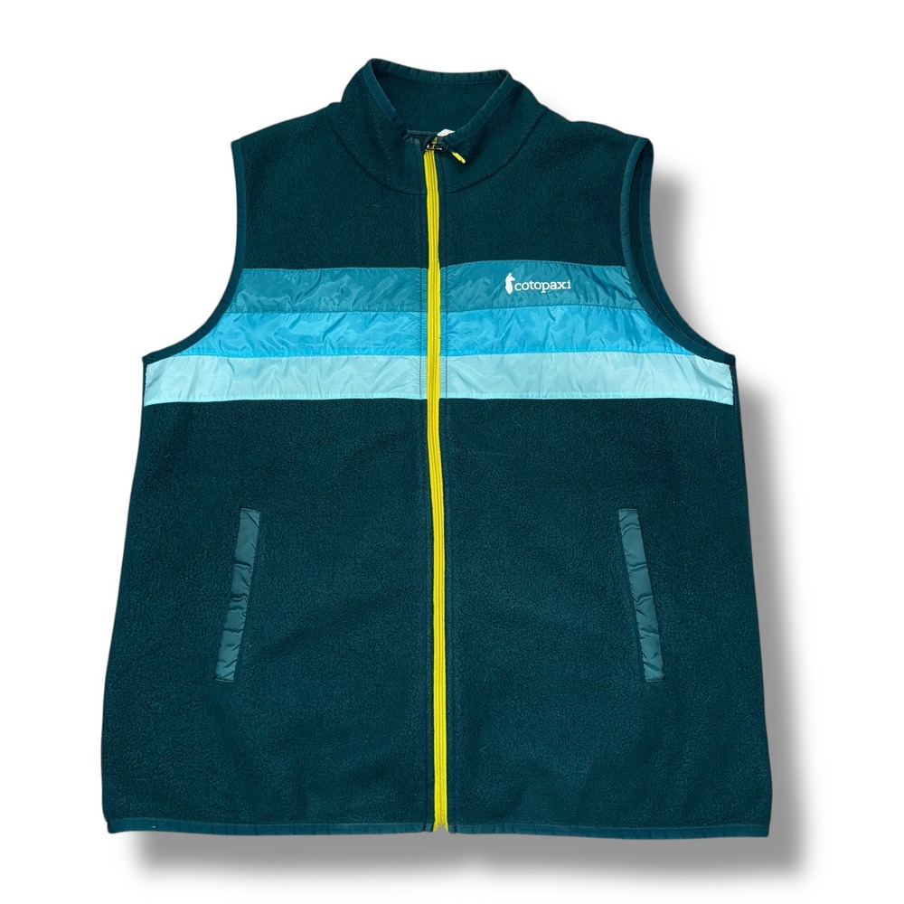 Cotopaxi Fleece Vest Teal Blue Stripe Full Zip Pockets Men's‎ 2X